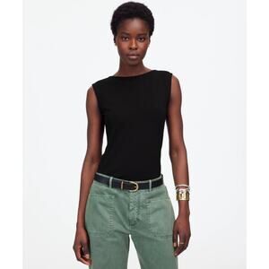 Madewell Low-Back Top WMNS XS Black Pullover Stretch Jersey Slim Fit Sleeveless